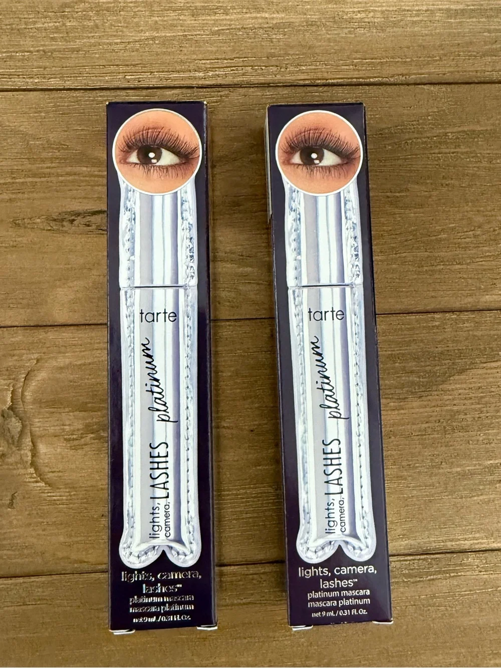 TWO Tarte Black Mascara lights camera lashes platinum full size NEW
